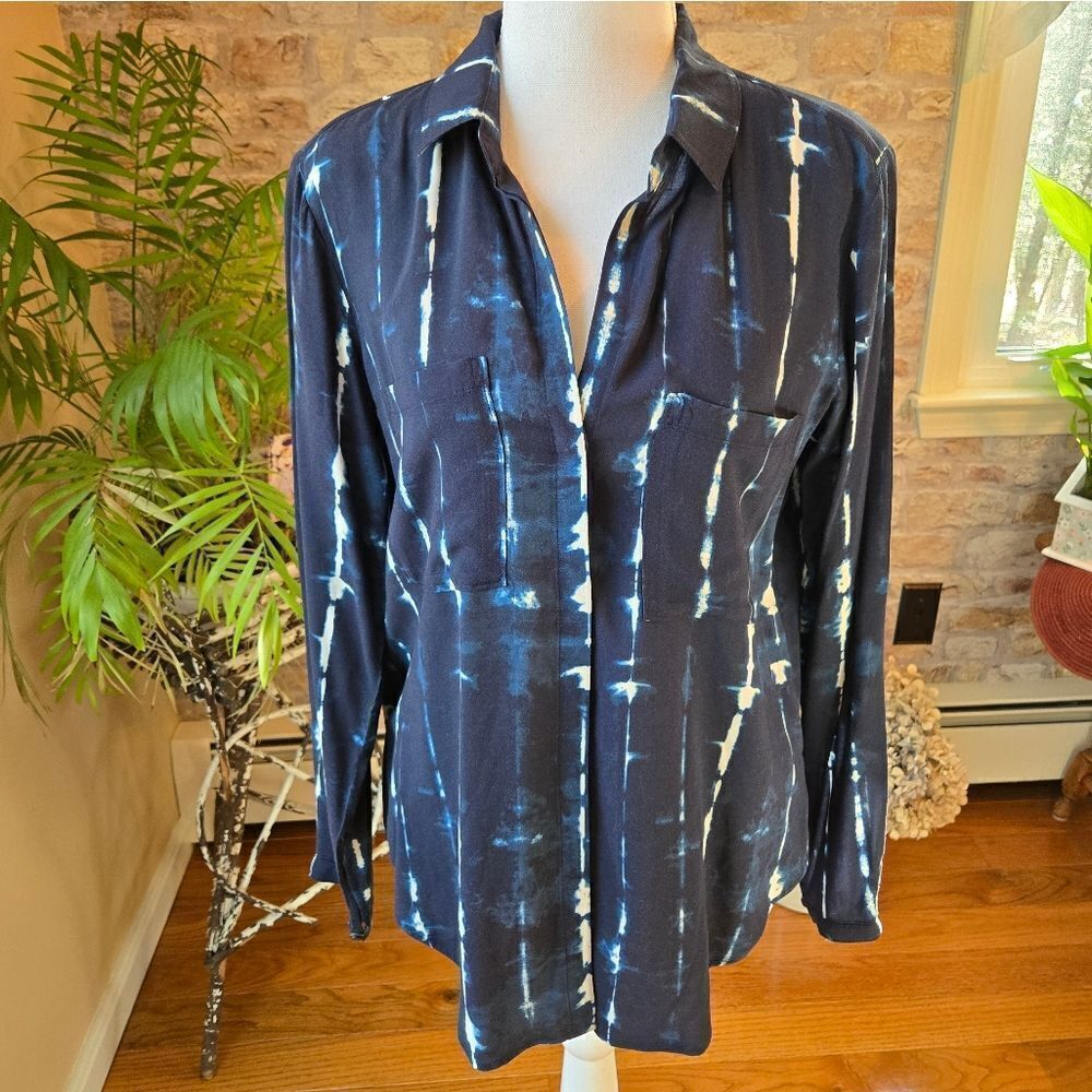Cloth And Stone Blue Tie-Dye Blouse S Womens